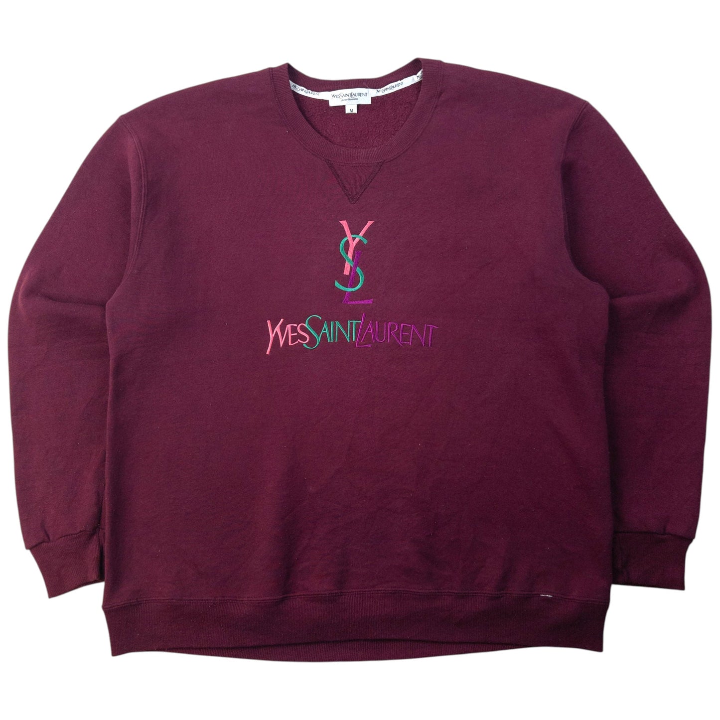 Vintage 2000s YSL Yves Saint Laurent Embroidered Sweatshirt Size M | Medium, Burgundy