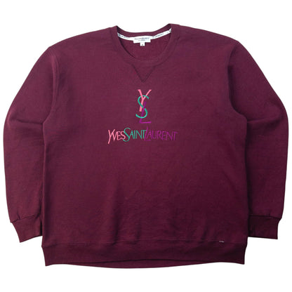 Vintage 2000s YSL Yves Saint Laurent Embroidered Sweatshirt Size M | Medium, Burgundy