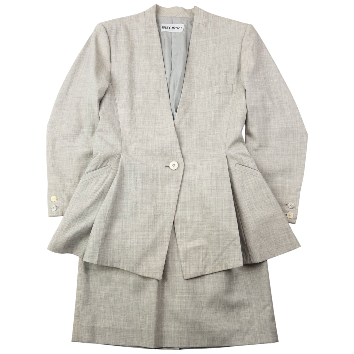 Vintage 90s Issey Miyake Pleated Jacket & Skirt Suit Set Womens Size M | Medium, Grey