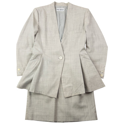 Vintage 90s Issey Miyake Pleated Jacket & Skirt Suit Set Womens Size M | Medium, Grey