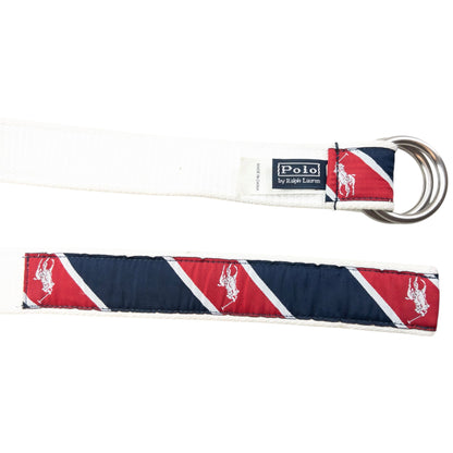 Vintage 90s Polo Ralph Lauren Striped Monogram Belt Size M | W30, Red, Navy