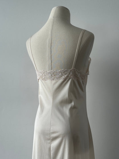 Vintage 1990s Satin Lace Midi Slip Dress - S-M