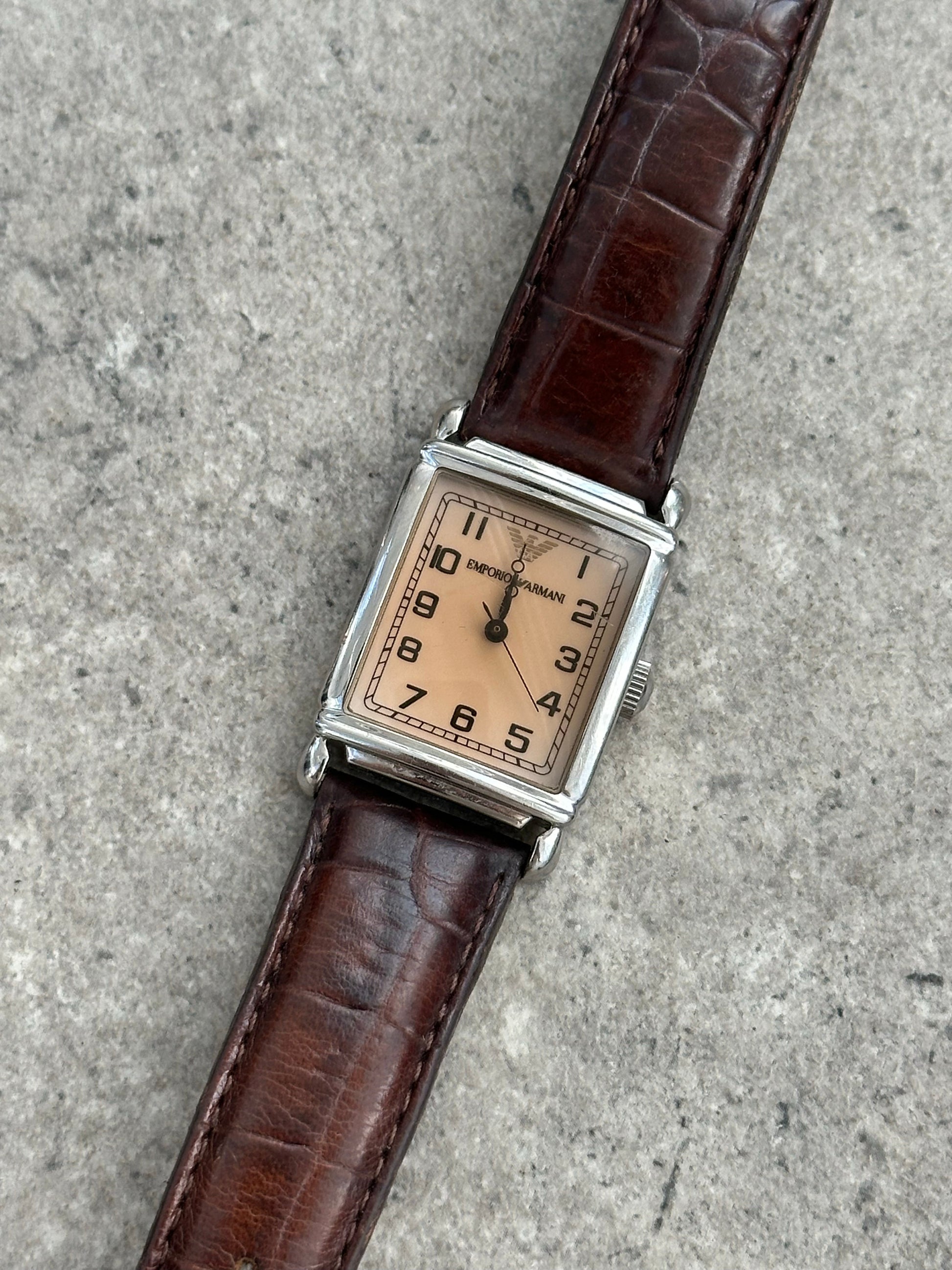 Emporio Armani 2000s Leather Logo Watch
