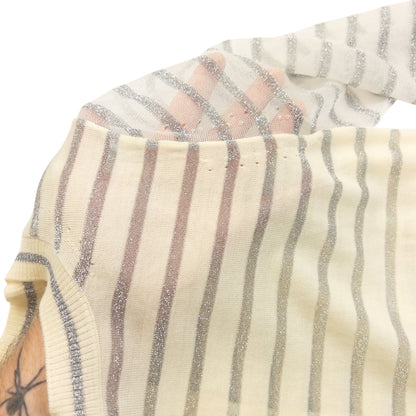 Vintage 2000s Comme Des Garçons Tricot Striped Jumper Womens Size S | Small, Cream
