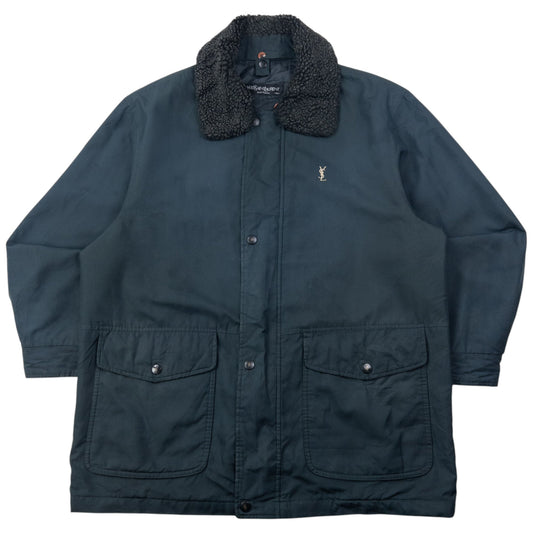 Vintage 90s YSL Yves Saint Laurent Fleece Collar Jacket Size L