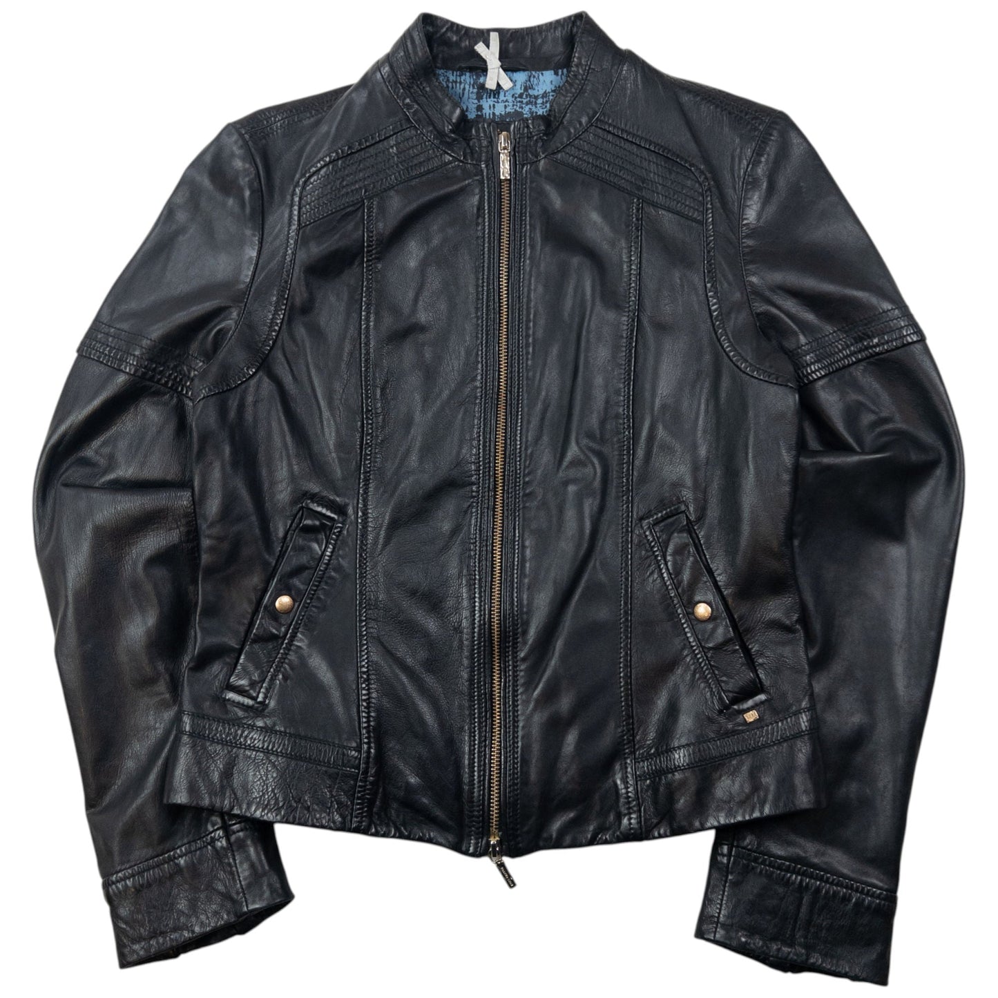 Vintage 2000s Hugo Boss Zip Up Leather Jacket Womens Size S | Small, Black