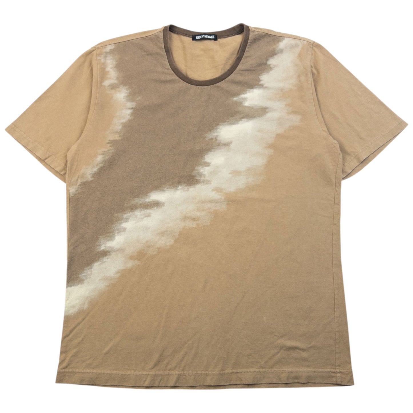 Vintage 2000s Issey Miyake Pattern T Shirt Size M | Medium, Beige