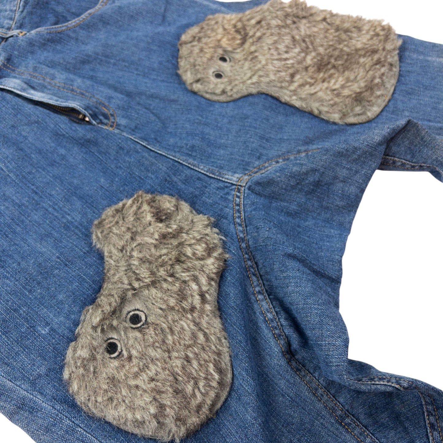 Vintage Ne-Net By Issey Miyake Fur Patch Denim Jeans Size W27