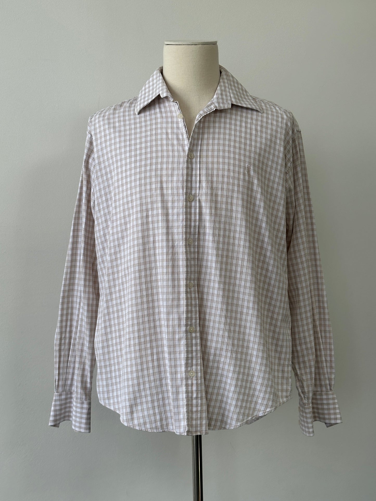 Yves Saint Laurent Pour Homme 2000s Pure Cotton Check Shirt - XL