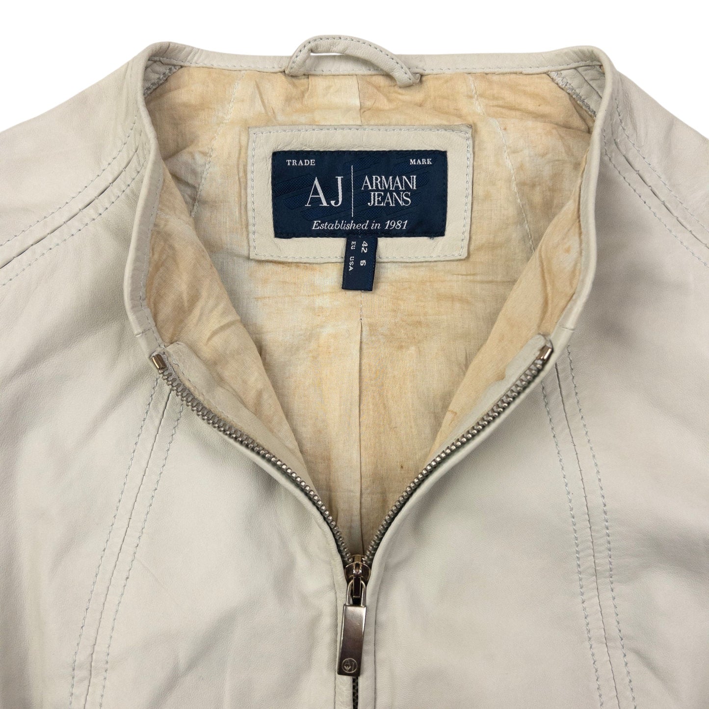 Vintage 2000s Armani Jeans Cropped Leather Jacket Womens Size M