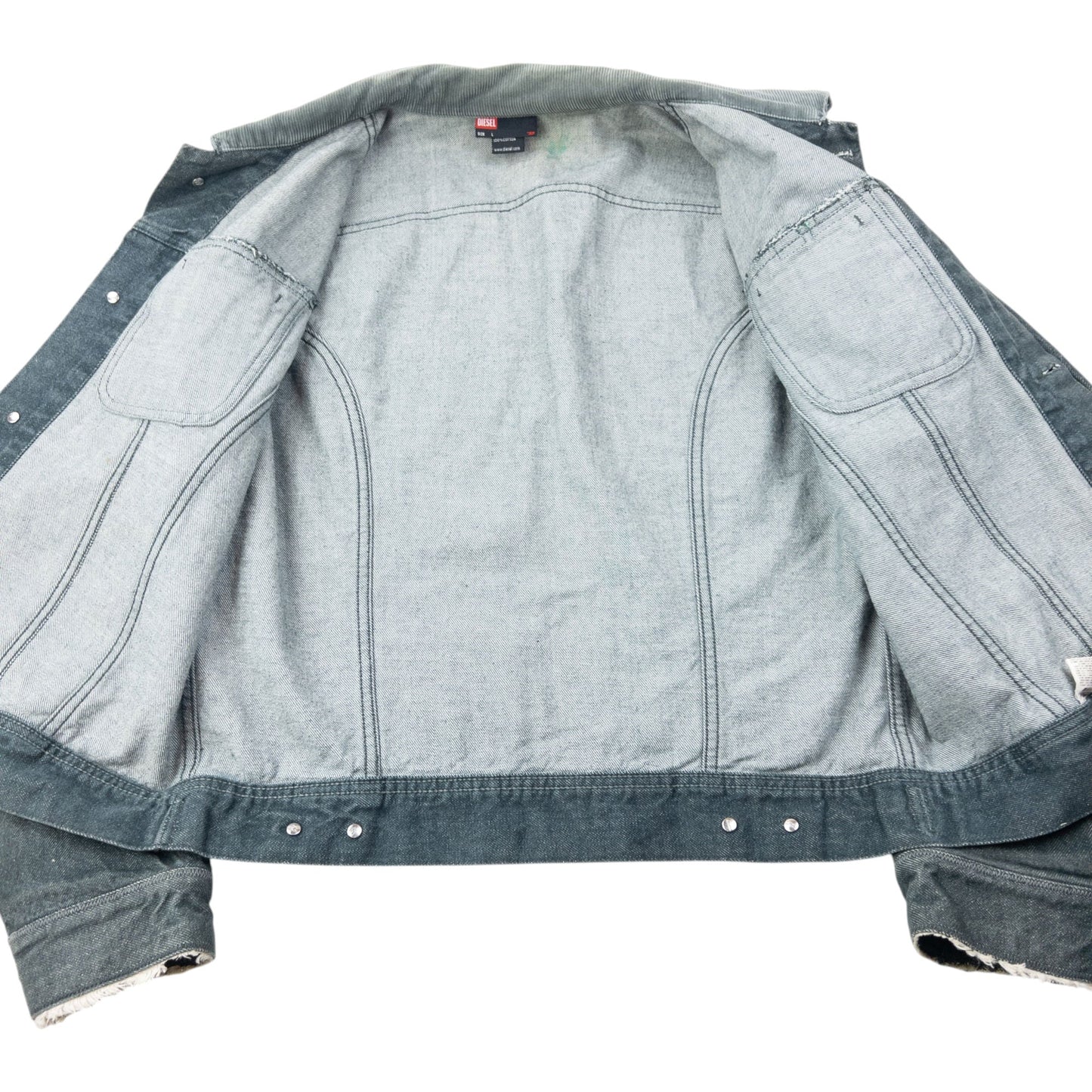 Vintage 2000s Diesel Cropped Button Up Denim Jacket Size S | Small, Green