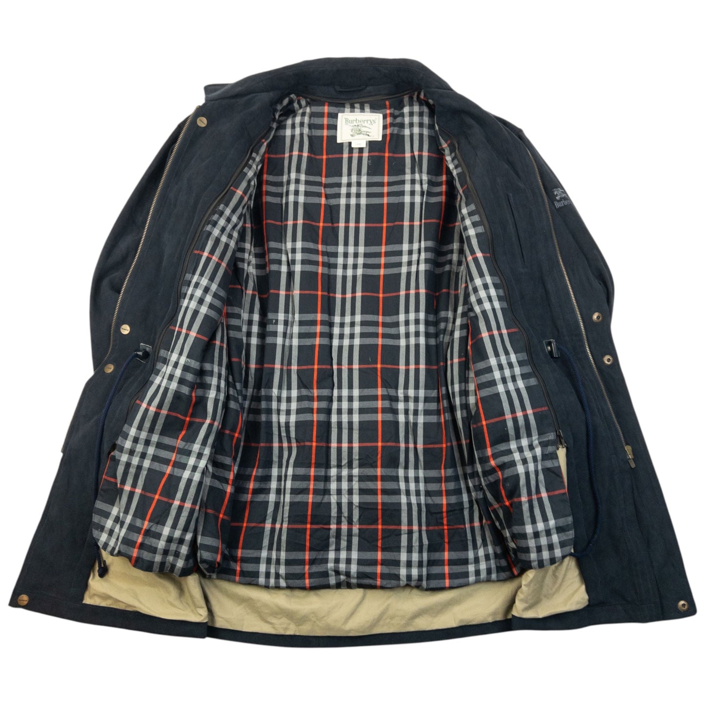 Vintage 90s Burberry Nova Check Lined Jacket Size L | Large, Navy