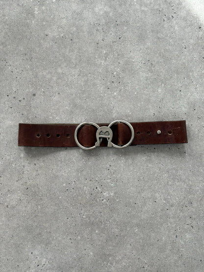 Vintage 1990s Western Horseshoe Leather Belt - W32-35