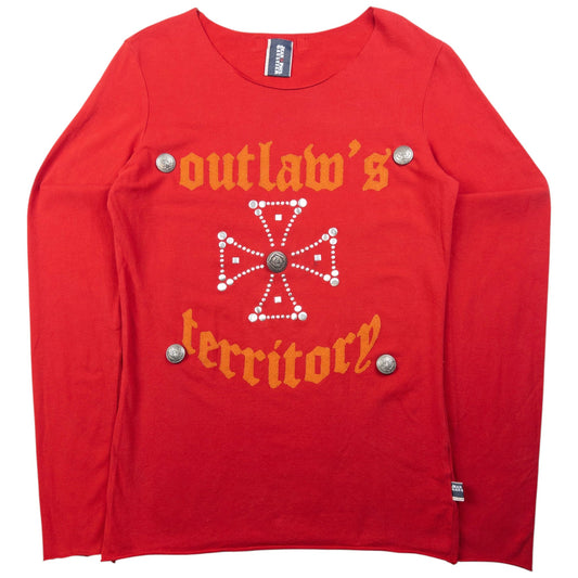 Vintage Jean Paul Gaultier Outlaw's Territory Embellished Long Sleeve T Shirt Womens Size M
