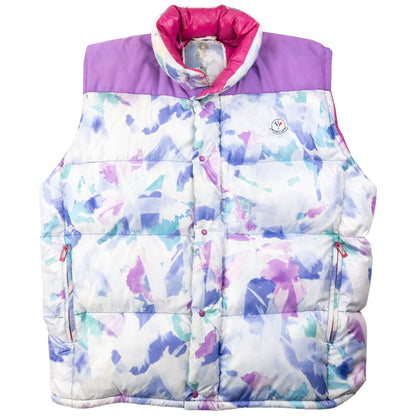 Vintage 80s Moncler Zip Off Sleeve Puffer Jacket Size XL | XL, Purple, Blue, White, Pink