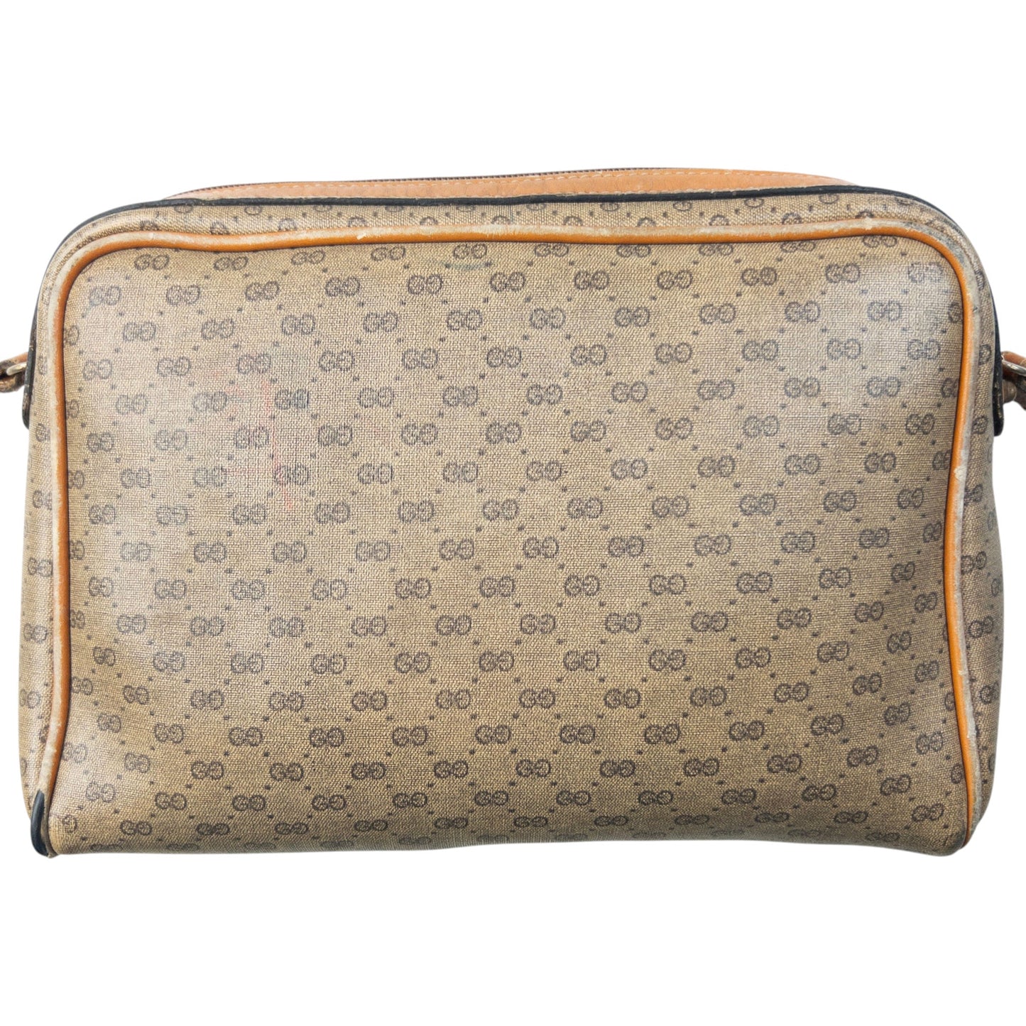 Vintage 80s Gucci Monogram Leather Crossbody Bag | O/S, Beige