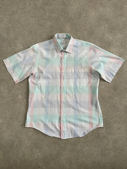 Christian Dior 1990s cotton short sleeve shirt, men's size M, featuring classic design and lightweight fabric.