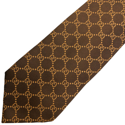 Vintage 2000s Gucci Monogram Silk Tie | O/S, Brown