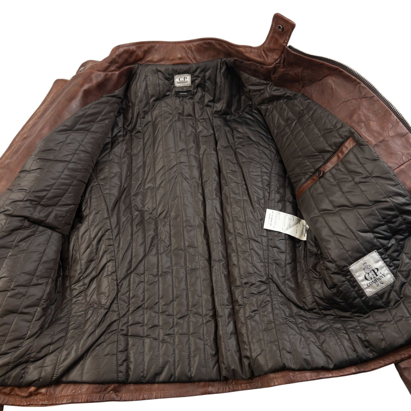 Vintage 2009 CP Company Zip Up Leather Jacket Size S | Small, Brown
