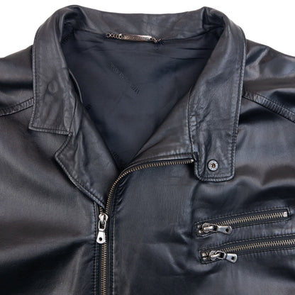 Vintage 2000s Versace Classic Zip Up Leather Jacket Size L | Large, Black