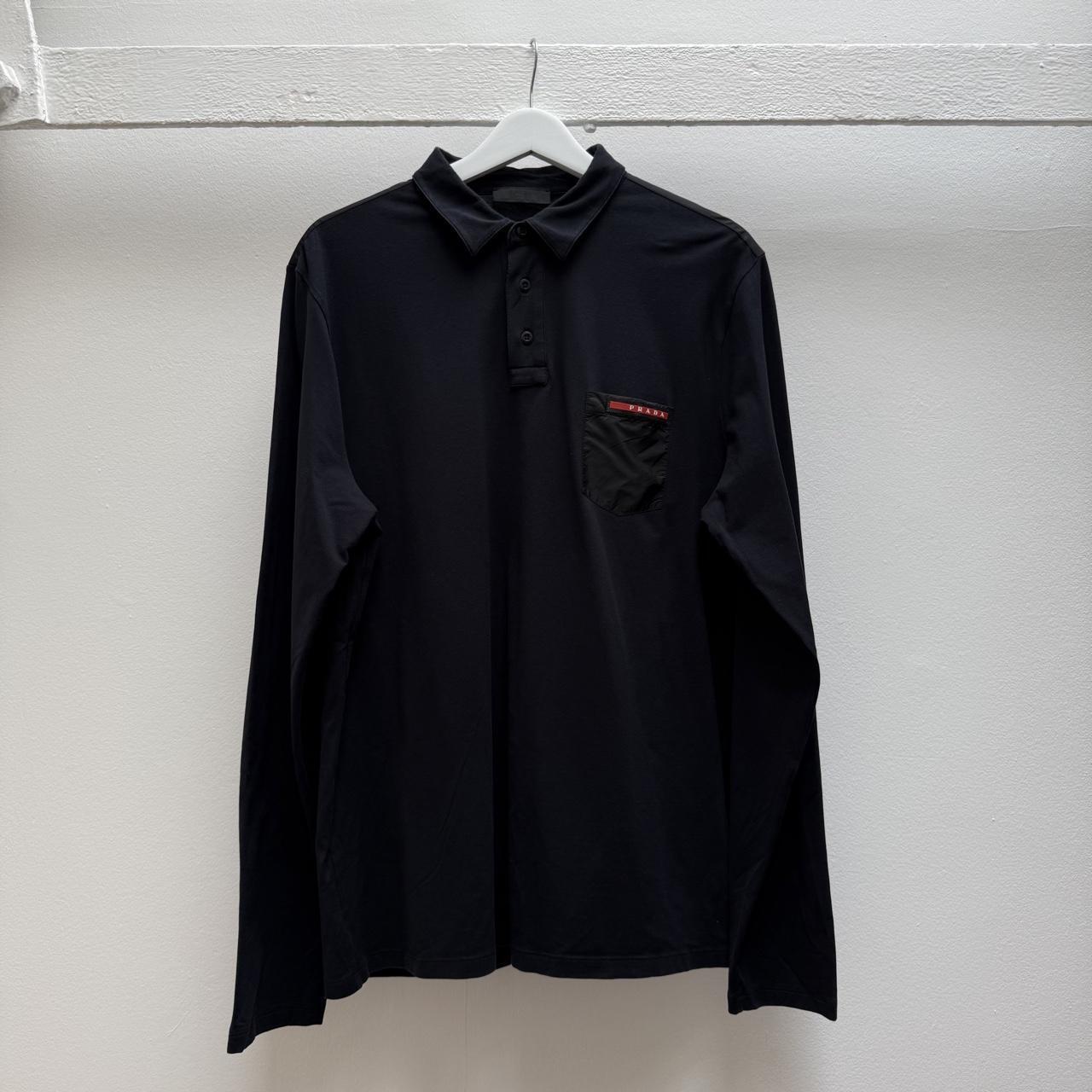Prada Sport Logo Polo Shirt L/S (L/XL) | Large, Blue