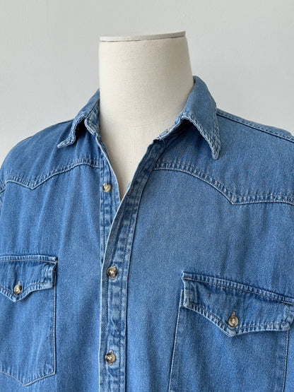 Vintage 1990s Pure Cotton Denim Shirt - L