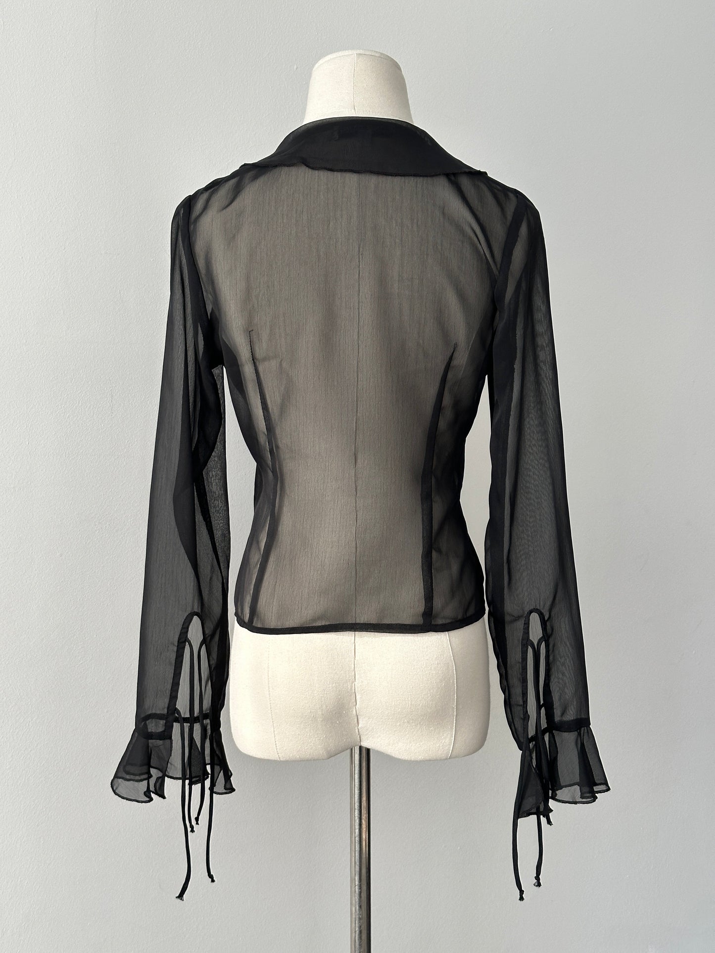 Vintage 1990s Sheer Tie Top - S