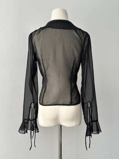 Vintage 1990s Sheer Tie Top - S