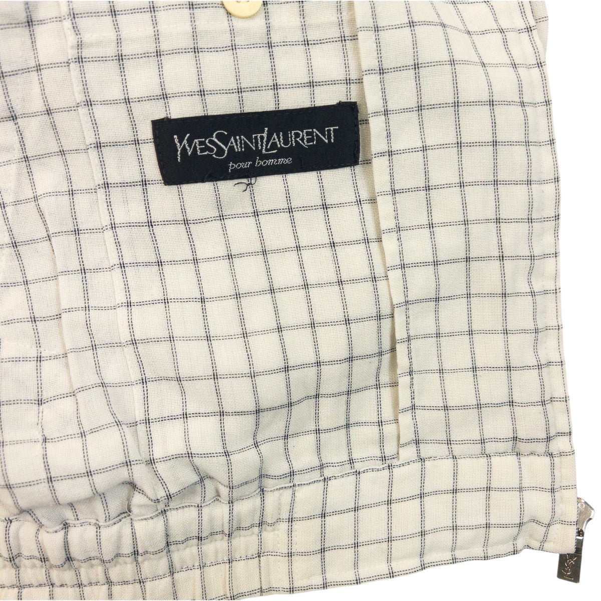 Vintage 90s YSL Yves Saint Laurent Checkered Harrington Jacket Size XS | XS, Cream