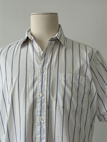 Christian Dior 1990s Cotton Short Sleeve Striped Shirt - L