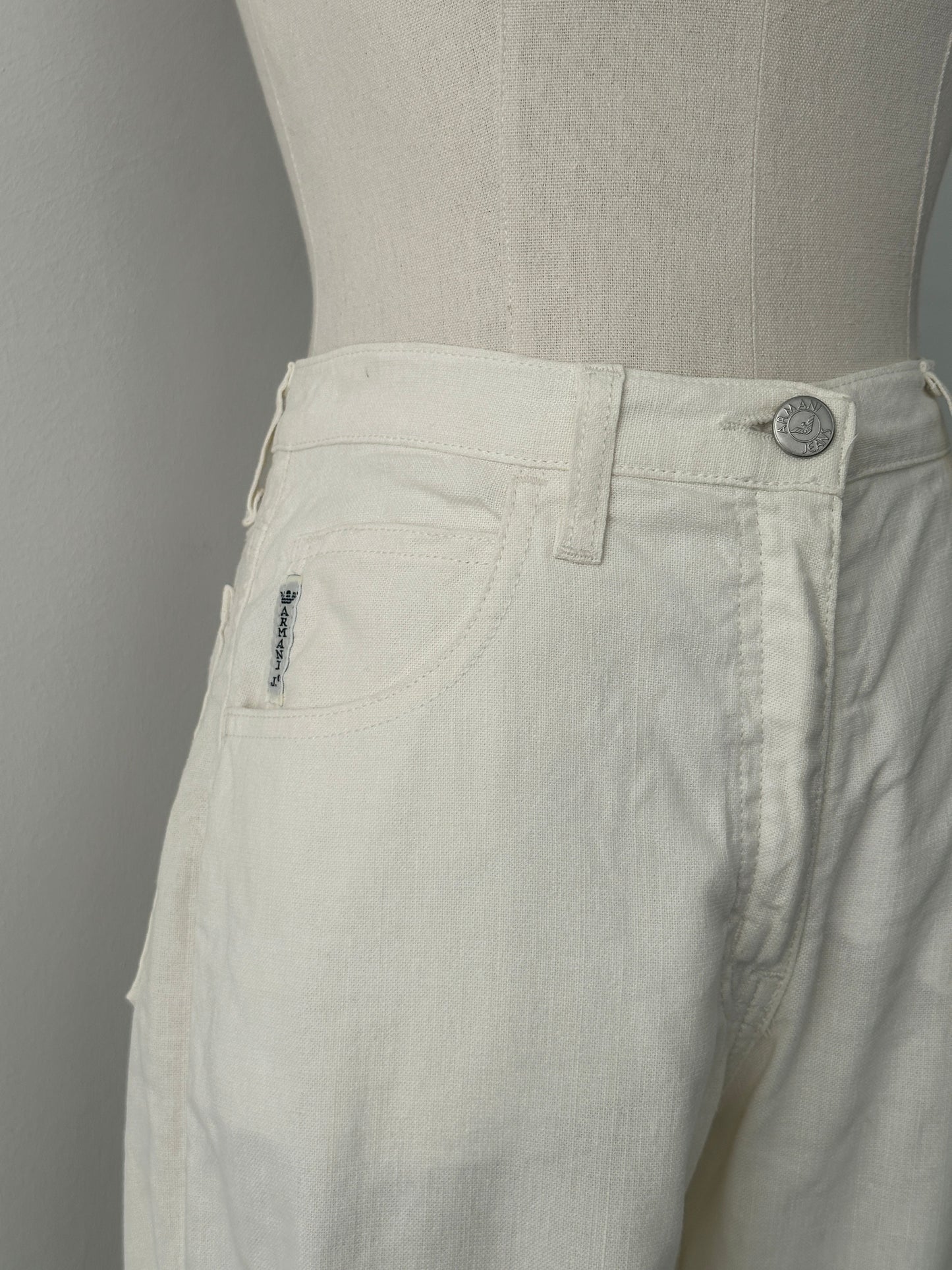 Armani Jeans 1990s Linen Slim Straight Leg Trousers - W26