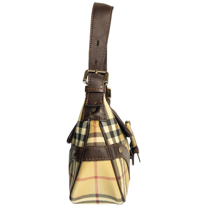 Vintage 2000s Burberry Nova Check Leather Shoulder Bag | O/S, Brown, Beige, Red, Black