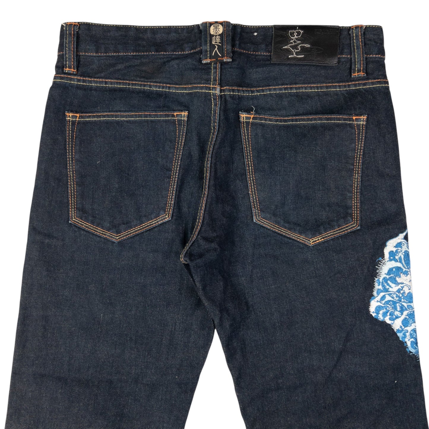 Vintage Big Train Embroidered Dragon Japanese Denim Jeans Size W34