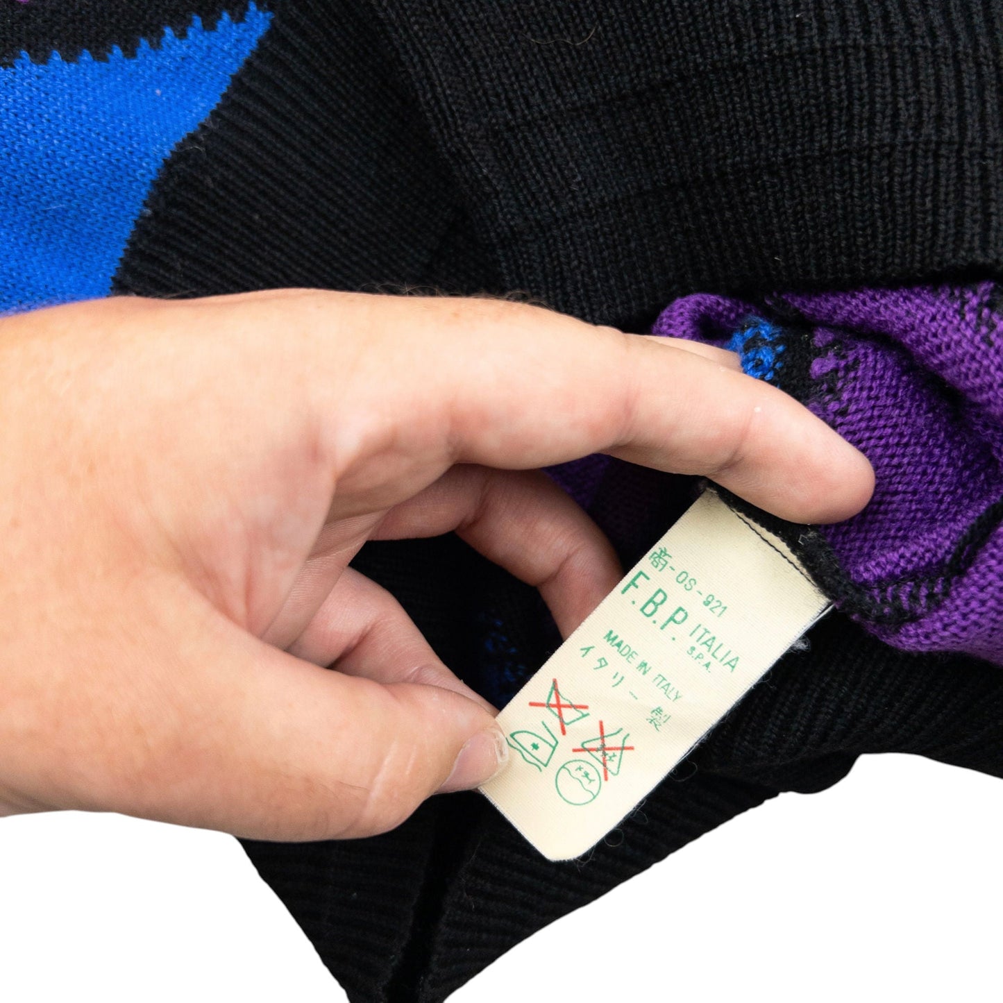 Vintage 80s Gianni Versace Wool Jumper Size M | Medium, Blue, Purple, Green, Black