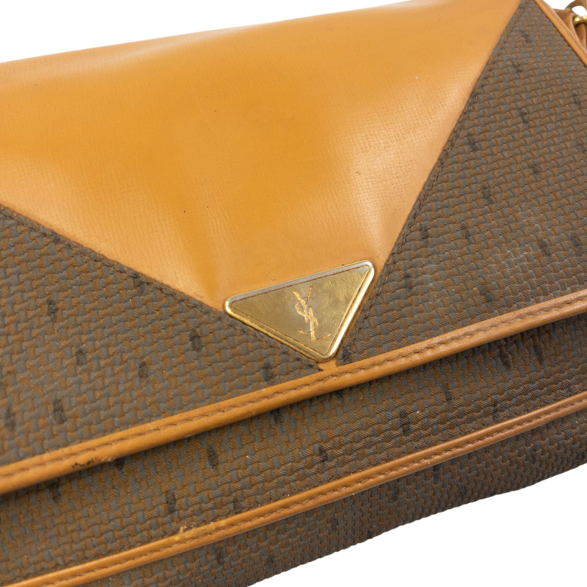 Vintage 90s YSL Yves Saint Laurent Leather Shoulder Bag | O/S, Brown