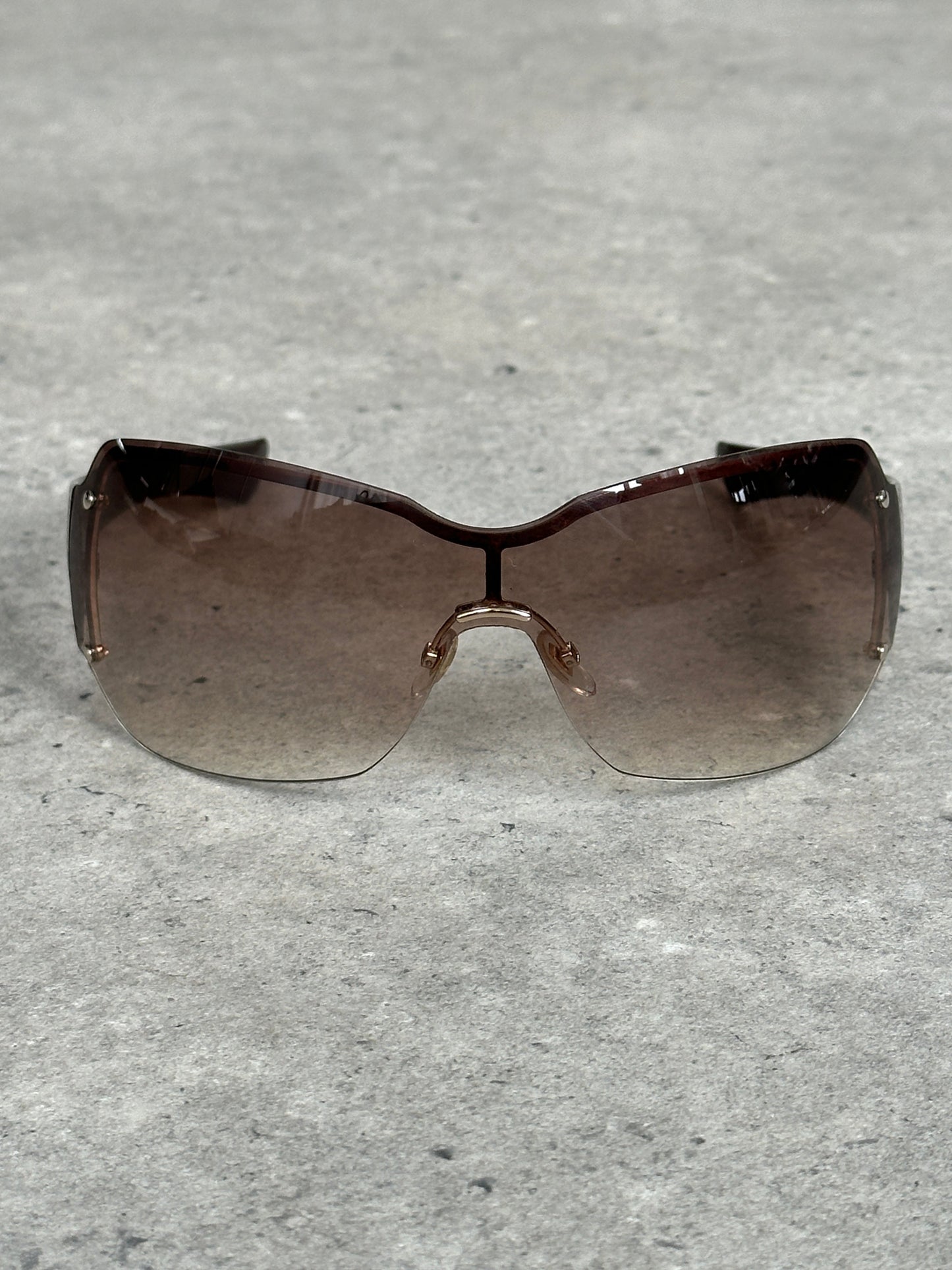 Gucci 2000s Tom Ford Era Oversized Shield Monogram Sunglasses