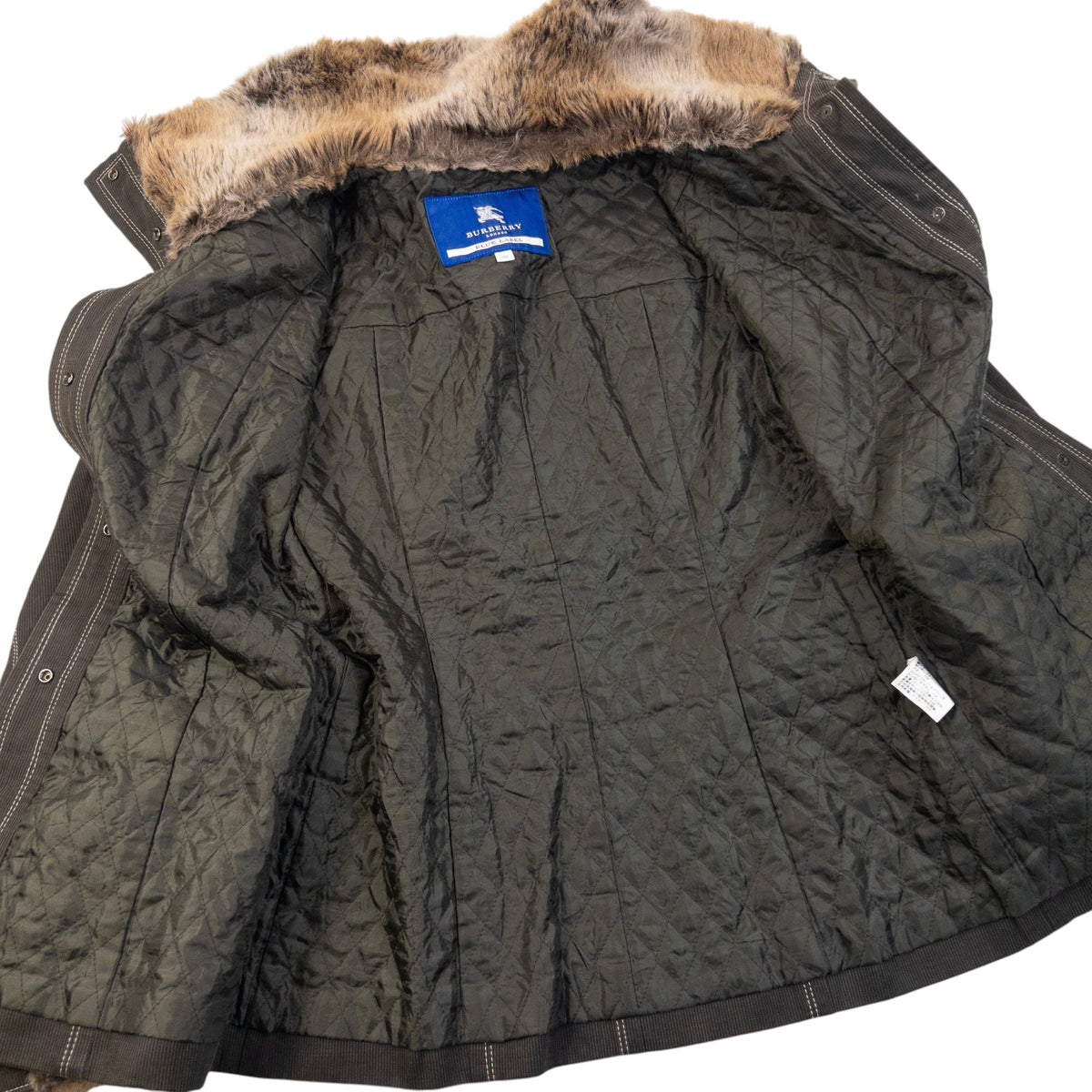 Vintage 2000s Burberry Blue Label Fur Trim Belt Waist Jacket Womens Size M | Medium, Blue