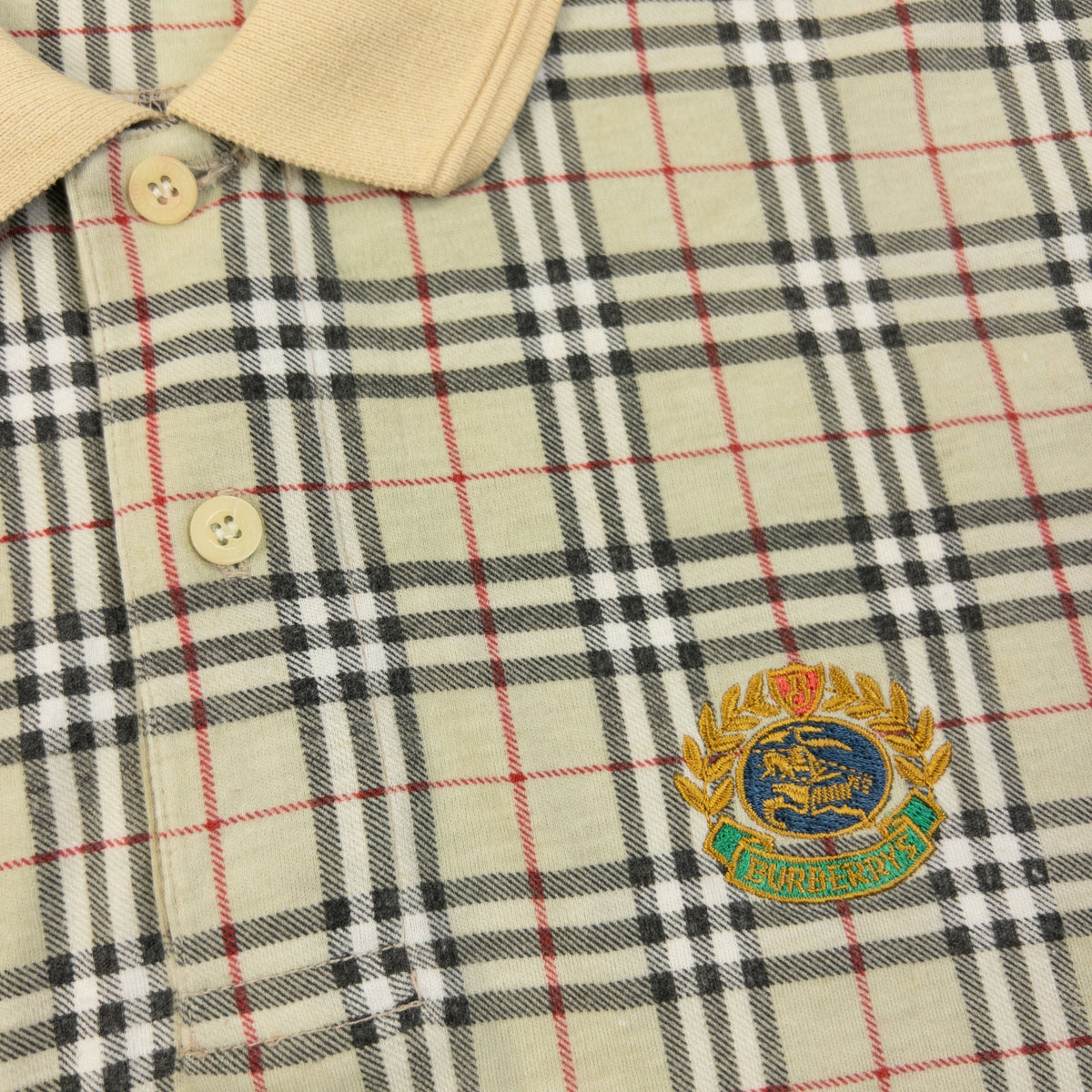 Vintage 90s Burberry Nova Check Polo Shirt Size M | Medium, Beige