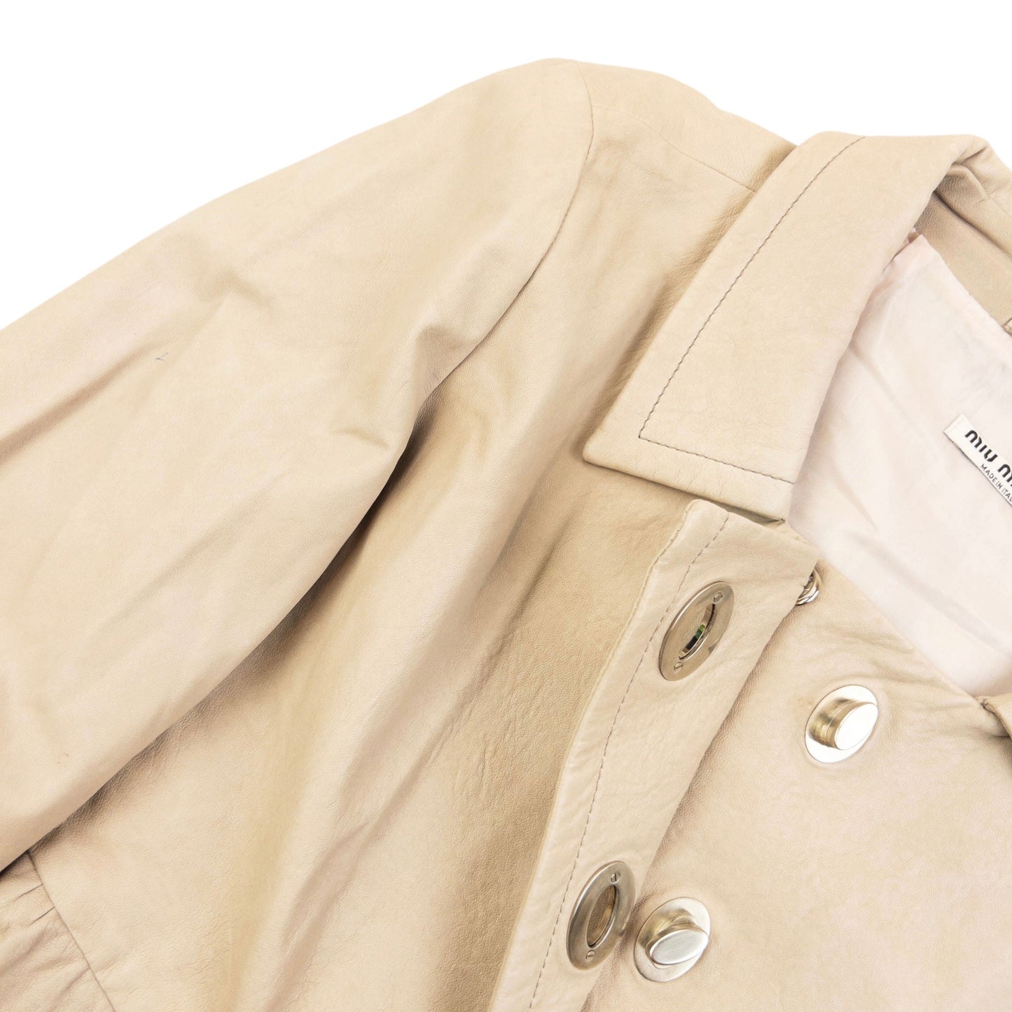 Vintage 2010 Miu Miu Leather Trench Jacket Womens Size S | Small, Beige