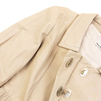 Vintage 2010 Miu Miu Leather Trench Jacket Womens Size S | Small, Beige