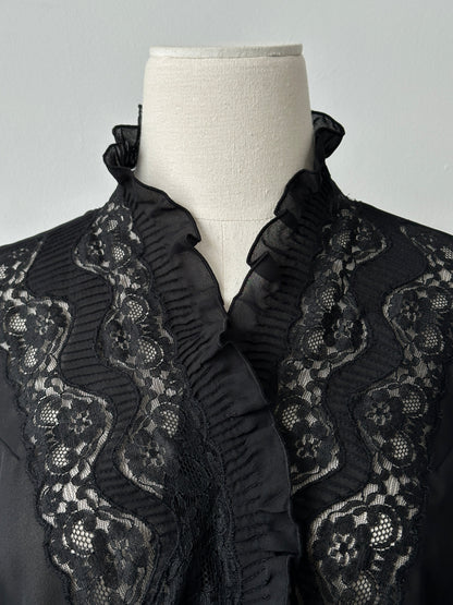 Vintage 1990s Lace Sheer Ruffle Top - XS-S