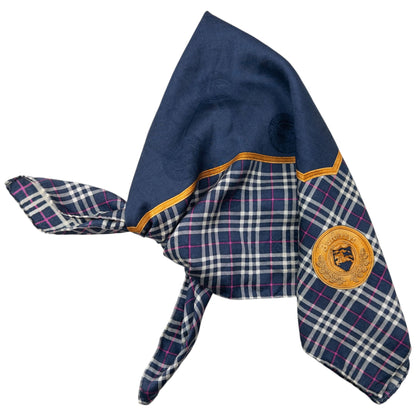 Vintage 90s Burberry Nova Check Silk Scarf | O/S, Navy