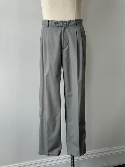 Vintage 1990s Cotton Straight Leg Pleated Trousers - W36