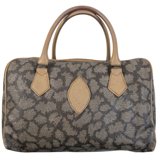 Vintage 80s YSL Yves Saint Laurent Pattern Leather Handbag | O/S, Brown