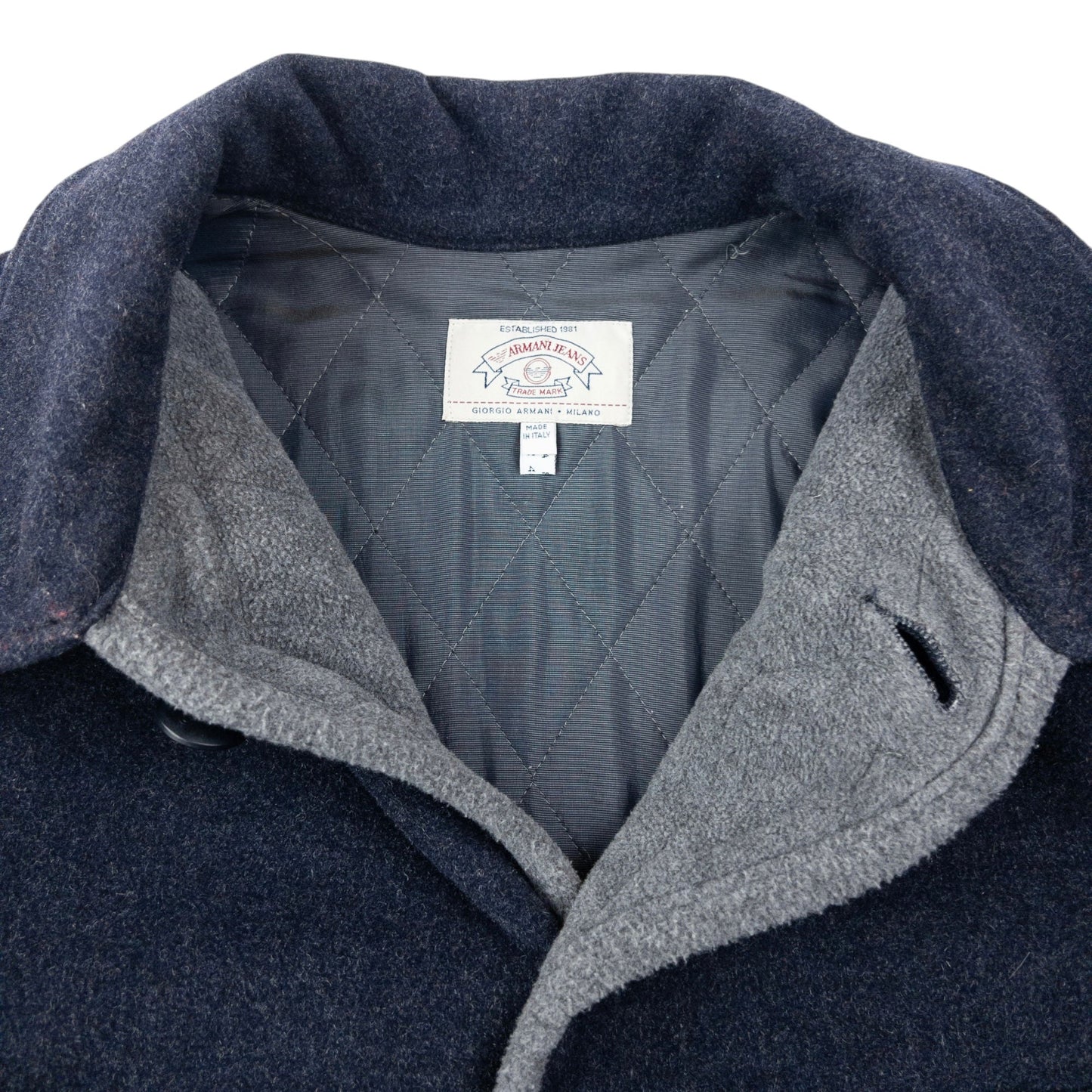 Vintage 90s Armani Jeans Fleece Lined Wool Jacket Size XL | XL, Grey