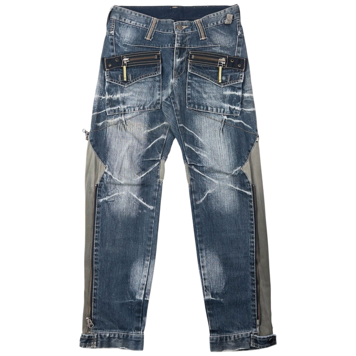 Vintage 2000s PPFM Multi Zip Denim Jeans Size W30 | W30, Multicoloured