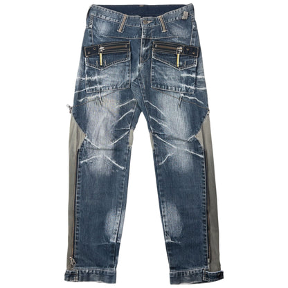 Vintage 2000s PPFM Multi Zip Denim Jeans Size W30 | W30, Multicoloured