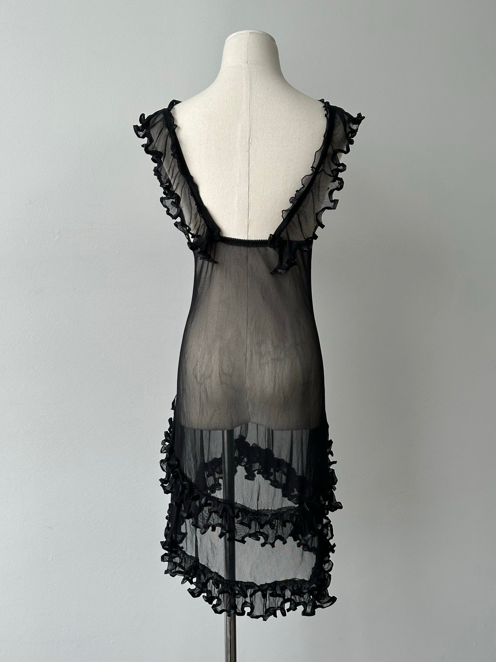 Vintage 2000s Sheer Ruffle Top - S-L