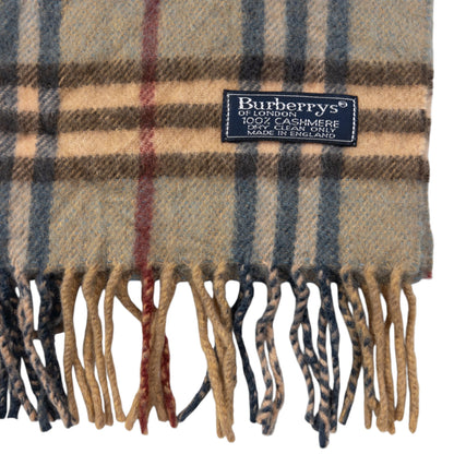 Vintage Burberry Nova Check Cashmere Tassel Scarf