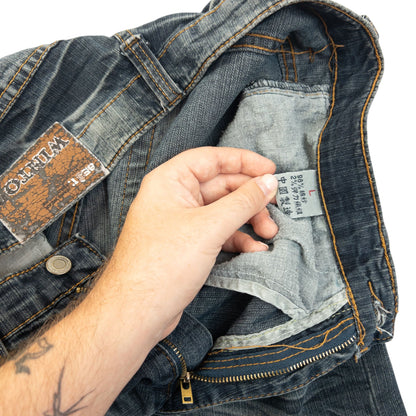 Vintage 2000s Embroidered Skull Pirate Japanese Denim Jeans Size W30 | W30, Multicoloured